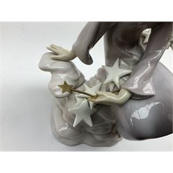 Lladro Star Bright Girl set, comprising Wishing on a Star no 1475, Starlight Starbright no 1476 and Stargazing  no 1477, all in original boxes, largest example H19cm