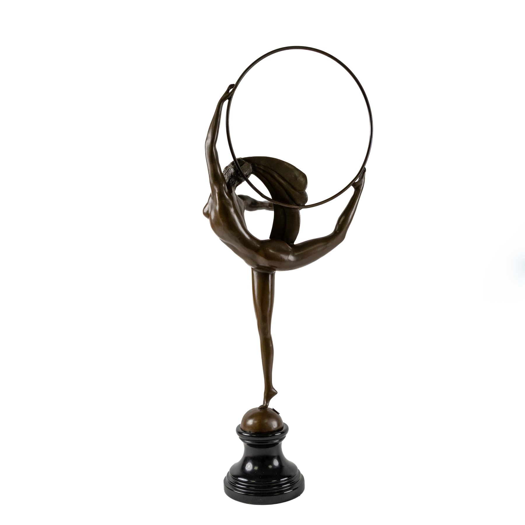 After Morante, Danseuse au cerceau Art deco style dancer, H69cm
