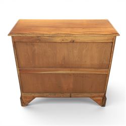 20th century Haberdashery style hardwood chest, two brushing slides, with six glass fronted drawers, blackened metal pulls, plinth base 