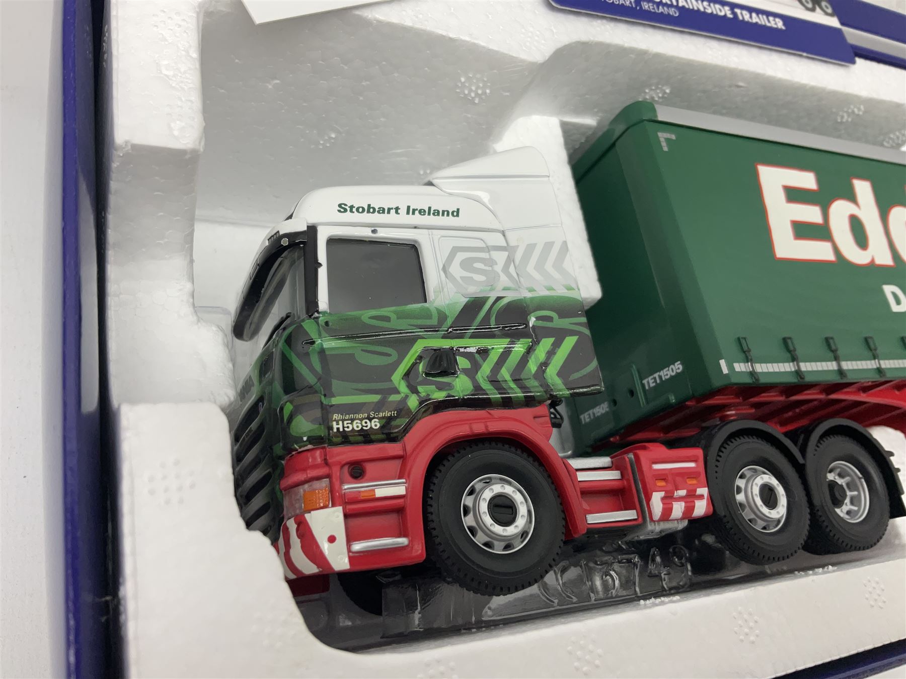 Corgi Eddie Stobart - two Special Edition Hauliers of Renown lorries; CC13749 Scania R Curtainside Trailer and CC15508 Volvo F10 Curtainside; and limited edition Hauliers of Renown CC13801 Mercedes-Benz Actros Fridge Trailer; all boxed (3)