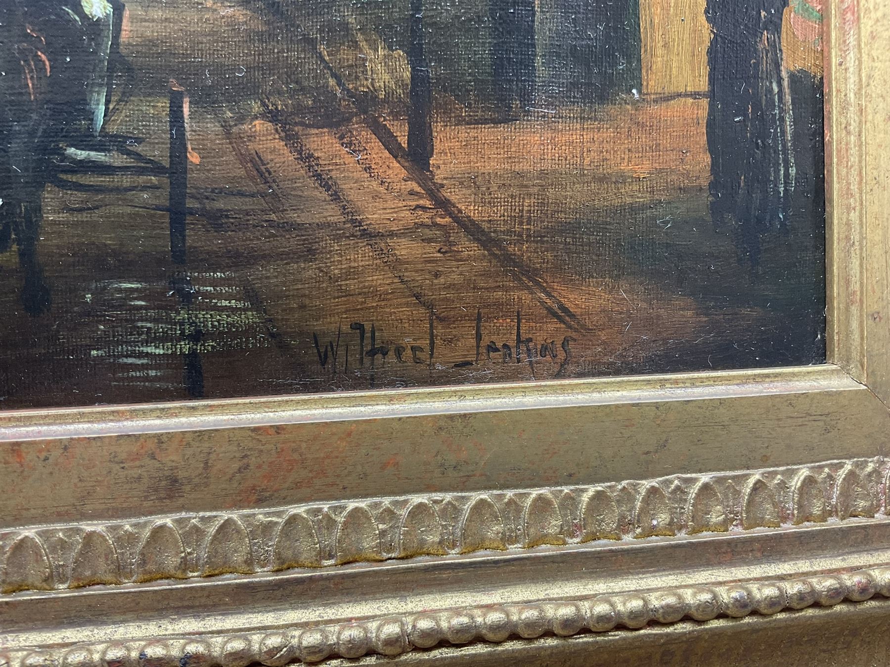 Wilfred Bosworth Jenkins (British 1857-1936): York Street Scene by Moonlight, oil on canvas signed 39cm x 55cm