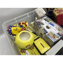 Gone Fishing Norman Rockwell The Saturday Evening Post figure, Animal Classics bird figure, Rington's novelty teapots, Fry's Chocolate reproduction box etc in three boxes