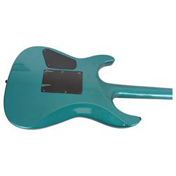 Squier by Fender Stagemaster six string electric guitar, in metallic green finish, serial no. KC00124999, L102cm