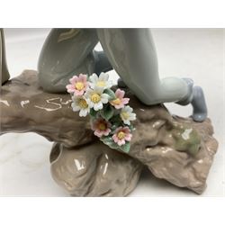 Lladro Privilege figure, Prince of Elves, modelled as an elf with wings leaning upon a rock, with original box, no 7690, sculpted by Joan Coderch, year issue 2001, year retired 2003, H23cm