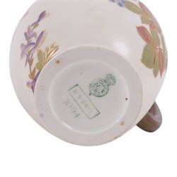 Five Royal Worcester Blush Ivory jugs, comprising one shape 1085 example with bamboo handle, one shape 1376 example with floral decoration and gilt handle and three shape 1094 examples, each decorated with floral sprigs, with printed marks beneath, tallest H14cm