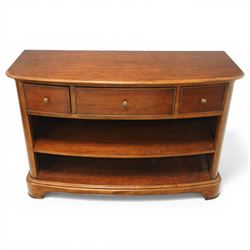 Willis & Gambier - curved sideboard, curved rectangular top, above three frieze drawers wi...