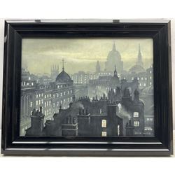 Steven Scholes (Northern British 1952-): 'City of London 1962', oil on canvas signed, titled verso 29cm x 39cm