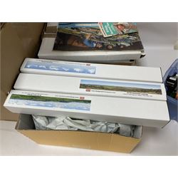 Extensive collection of scratch built buildings for use on ‘00’ gauge model railway layout, small amount of accessories and tools with a quantity of railway magazines and leaflets, in three boxes 