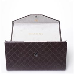 Gucci - pair of oversized sunglasses, with graduated mirrored lenses in tortoiseshell-effect frame, the arms with signature web stripe and interlocking gold-tone GG logo, unused with original monogram leather case 