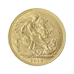 King George V 1912 gold full sovereign coin