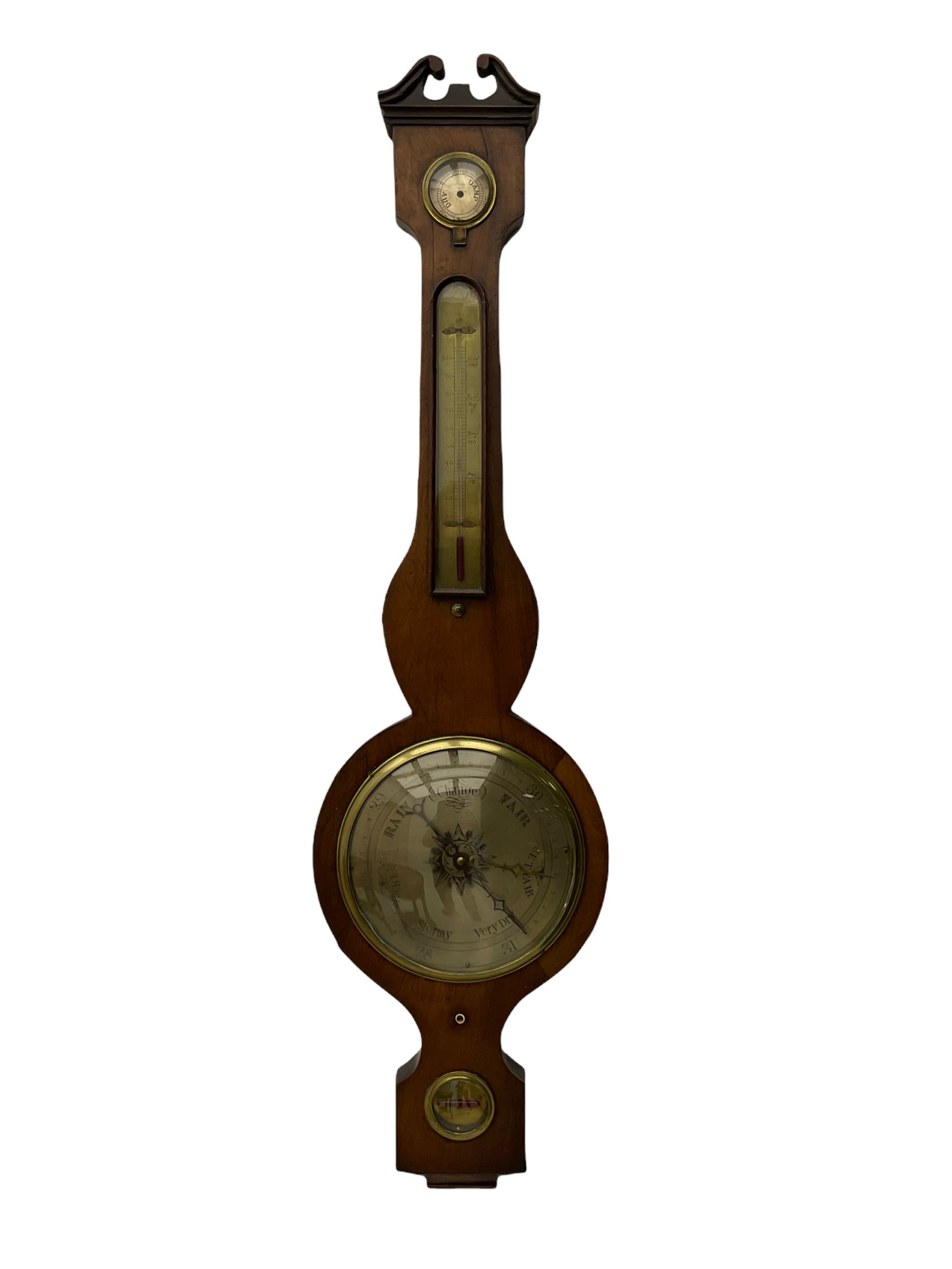 A 19th century four instrument mercury wheel barometer in a mahogany