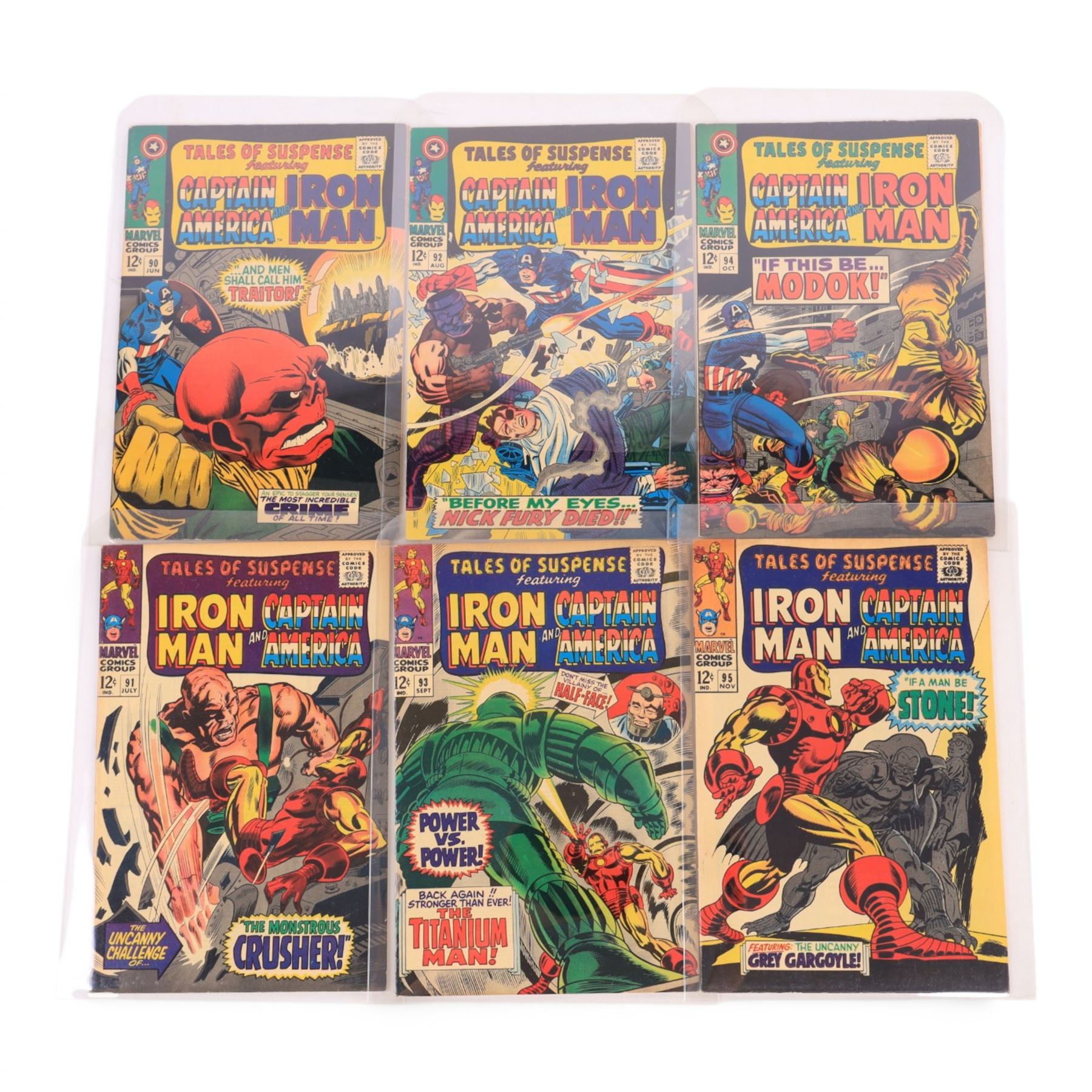 Sixty-two Marvel Silver Age 'Tales of Suspense' comic books, featuring Iron Man and Captain America