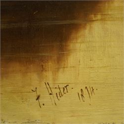 Frank Hider (British 1861-1933): Lake Landscape with Swans, oil on canvas signed and dated 1894, 50cm x 75cm