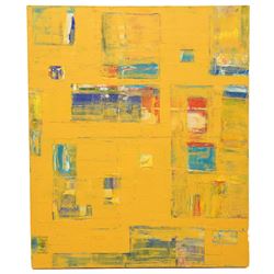 Gillian Ross Kelsey (British 1935-2025): 'Mango Dreams', mixed media on canvas unsigned 129cm x 107cm (unframed)