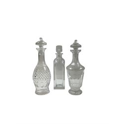 Orrefors glass decanter, singed to base, together with two Waterford cut crystal decanters, tallest H34cm