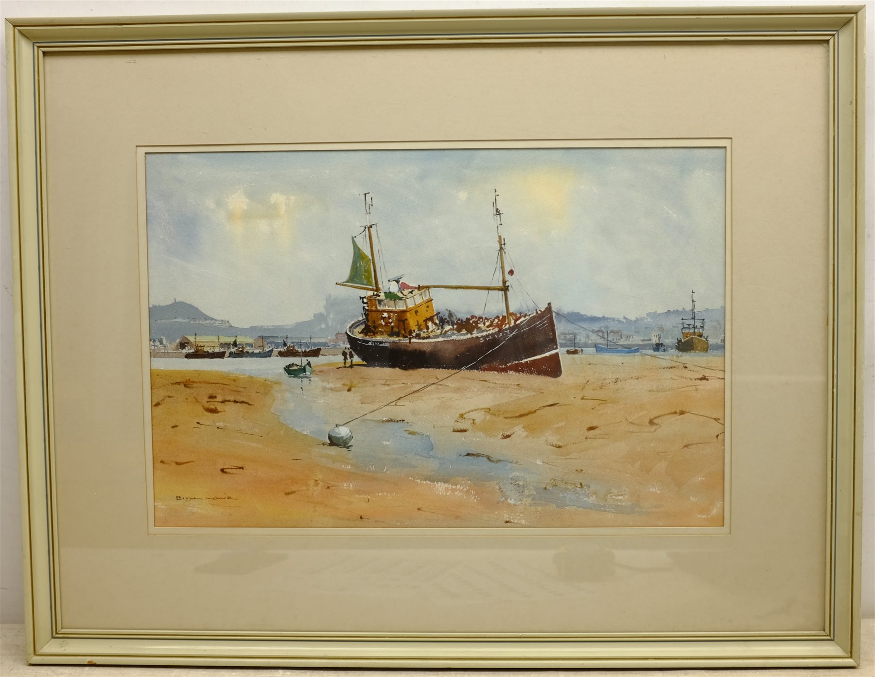 Bill Lowe (British 20th century): 'The Harbour Scarborough', watercolour signed, titled verso with artist's address 34cm x 52cm