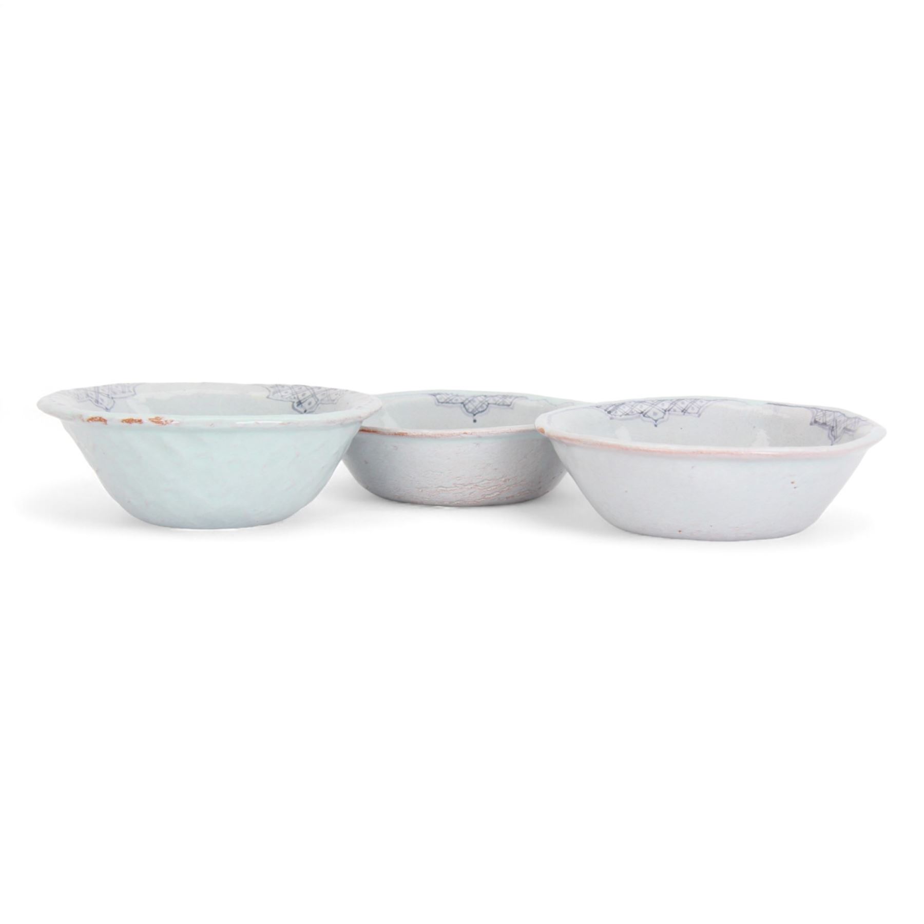 Hylton Nel (1941-); Three bowls, 1994, the blue ground each decorated internally with an animal, hare, leopard and lizard,  with makers mark and date to the base HN. 4.11.94, D15cm