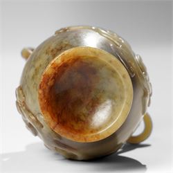 Chinese greenstone covered vase, H14.5cm 