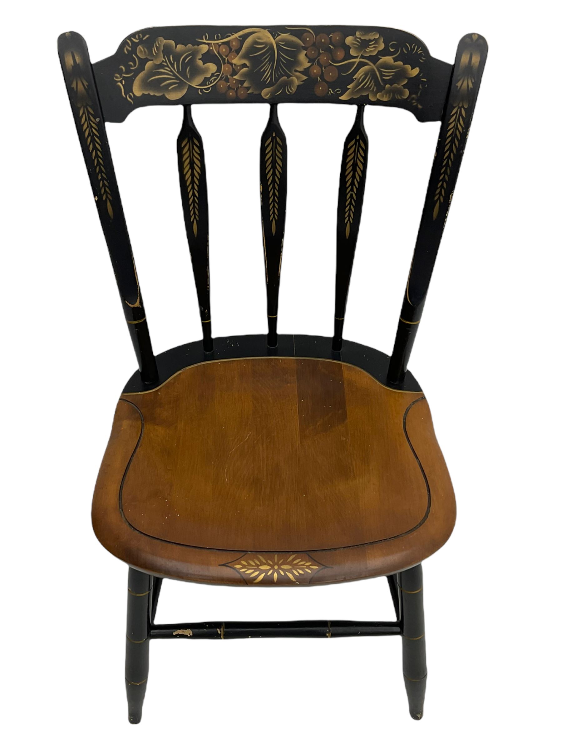 Set of four Hitchcock chairs, ebonised and painted detail