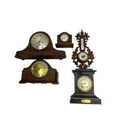Four mantle clocks and a barometer