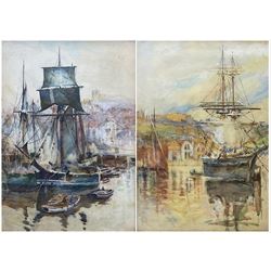 Alfred George Morgan (British 1848-1930): Whitby Harbour, pair watercolours signed 46cm x 33cm (2)