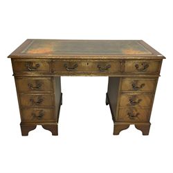 Reproduction mahogany twin pedestal desk