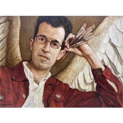 John Afflick (British 1967-): Portrait of 'John Duffin', oil on canvas unsigned, titled on label verso 39cm x 51cm