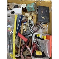 Quantity of watches, chains, tools, books and other misc in one box