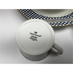 Wedgewood Samurai pattern, part tea and dinner service, to include teapot, open sucrier, milk jug, six cups and saucers, six dinner plates, six soup bowls, covered twin handled service dish, sauce boat and saucer etc (46)  