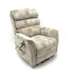 Electric riser reclining armchair upholstered in natural fabric, W86cm