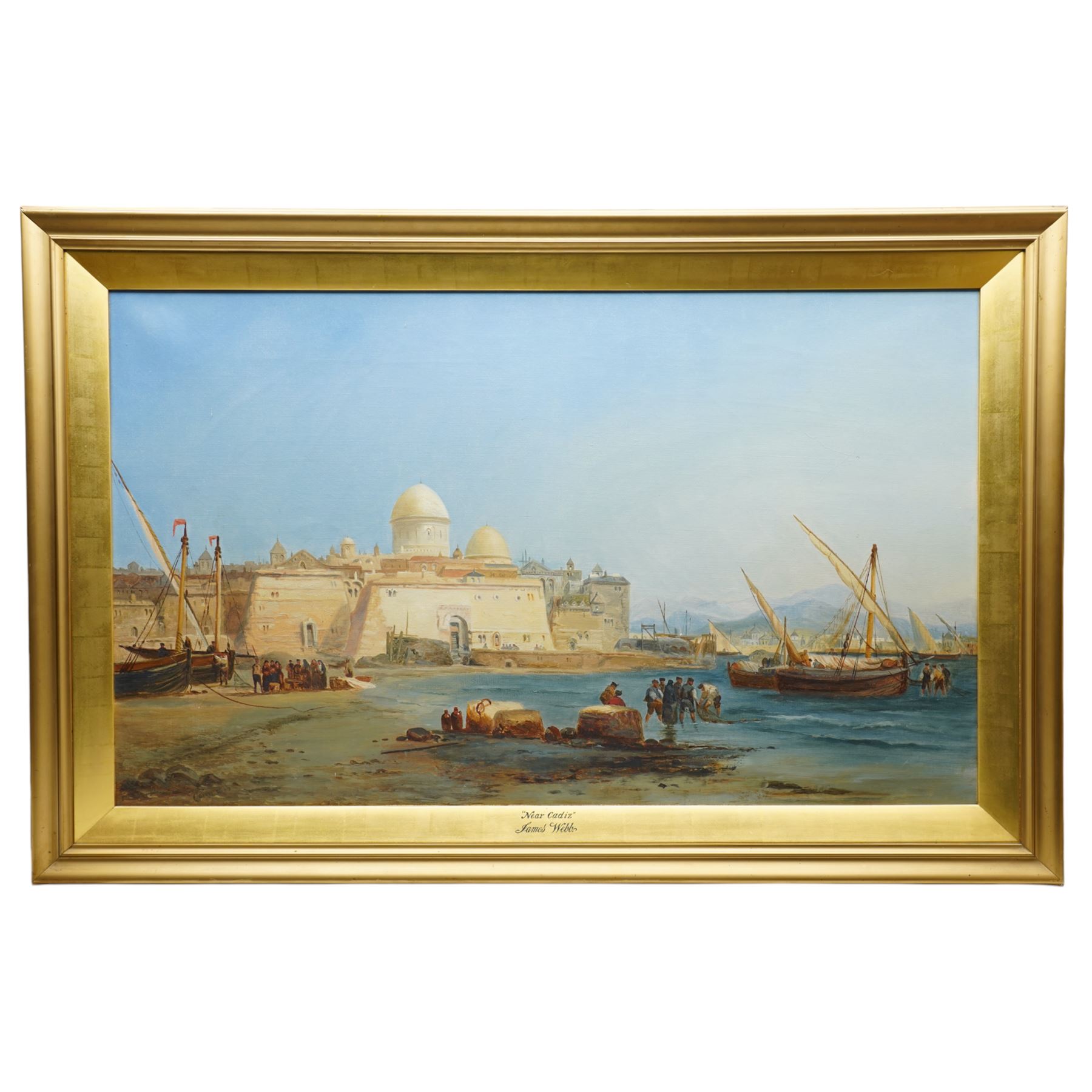 James Webb (British 1825-1895): 'Near Cadiz' - Spain, oil on canvas signed 60cm x 100cm