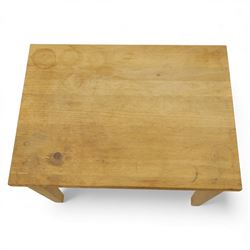 Modern solid oak nest of three tables, each with straight-edged rectangular top and square legs