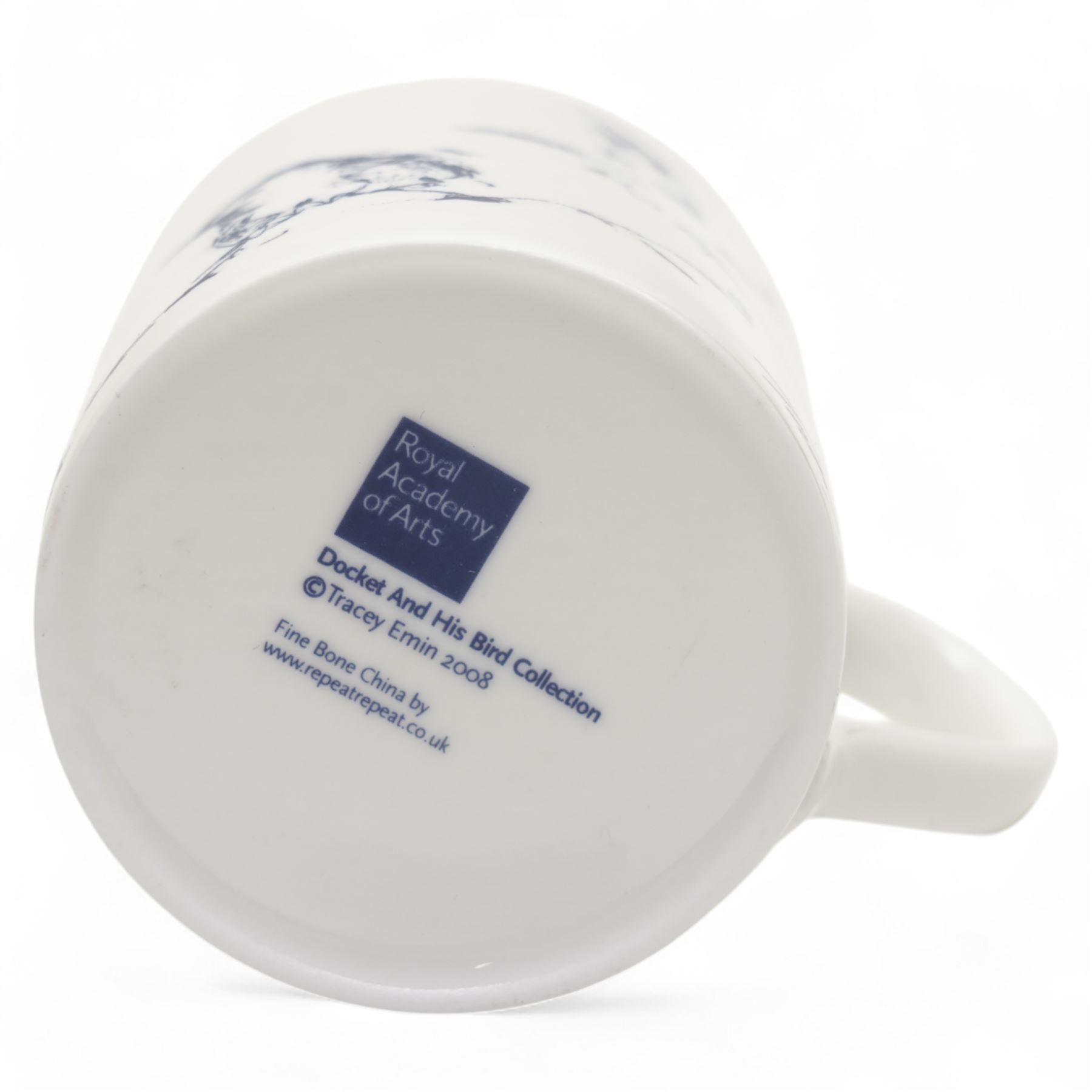 Tracey Emin (British 1963-); 'Docket and His Bird' Collection mug, in original Royal Academy of Arts box, H8cm