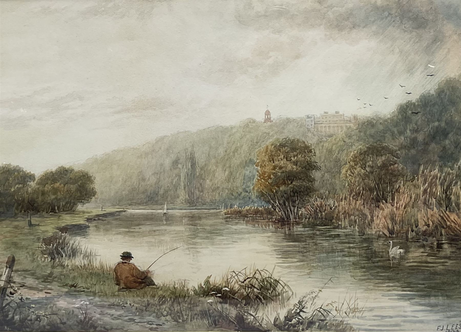 Frederick John Lees (British fl. 1870-1900): 'Cliveden on Thames' and 'Little Boveney Church near Windsor', pair watercolours signed and dated 1894 together with 'Twickenham Ferry', watercolour signed and dated 1895 by the same hand max 26cm x 36cm (3)