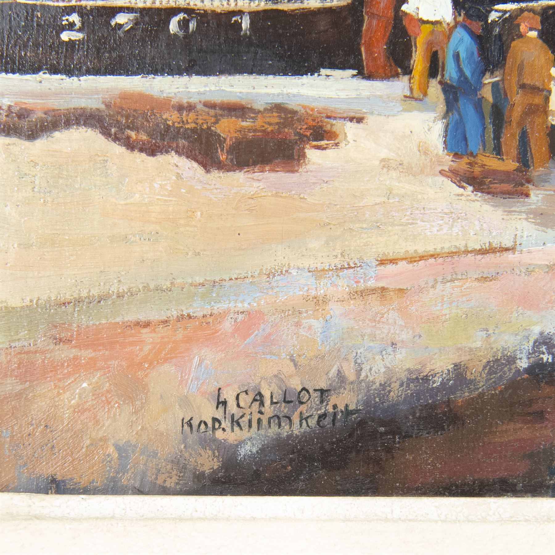 Henri Eugene Callot (French 1875-1956): Boats in a Harbour, oil on panel signed 41cm x 42cm