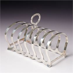 Silver six division toast rack with loop handle Birmingham 1933 Maker William Suckling Ltd