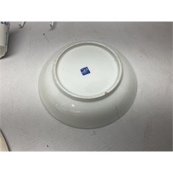 Collection of Victorian and later ceramics to include Gray's Pottery Sunderland lustre York Minister plate, Limoges M. Bishop tea service for one, ornately decorated with gilt foliate sprays on plain white ground, no 2350, Wedgwood no y2715 blue and white sucrier and jug, Chinese blue and white dish with gilt banding,