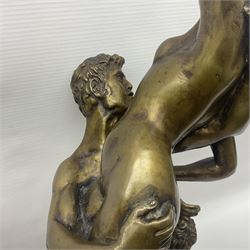 After Giambologna: Abduction of a Sabine Woman, bronze figure, on circular wooden base, H68cm