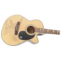 Lindo electro-acoustic guitar, model no. BC-NA-338, with built in EQ-7545R, with eagle design to body, L102cm