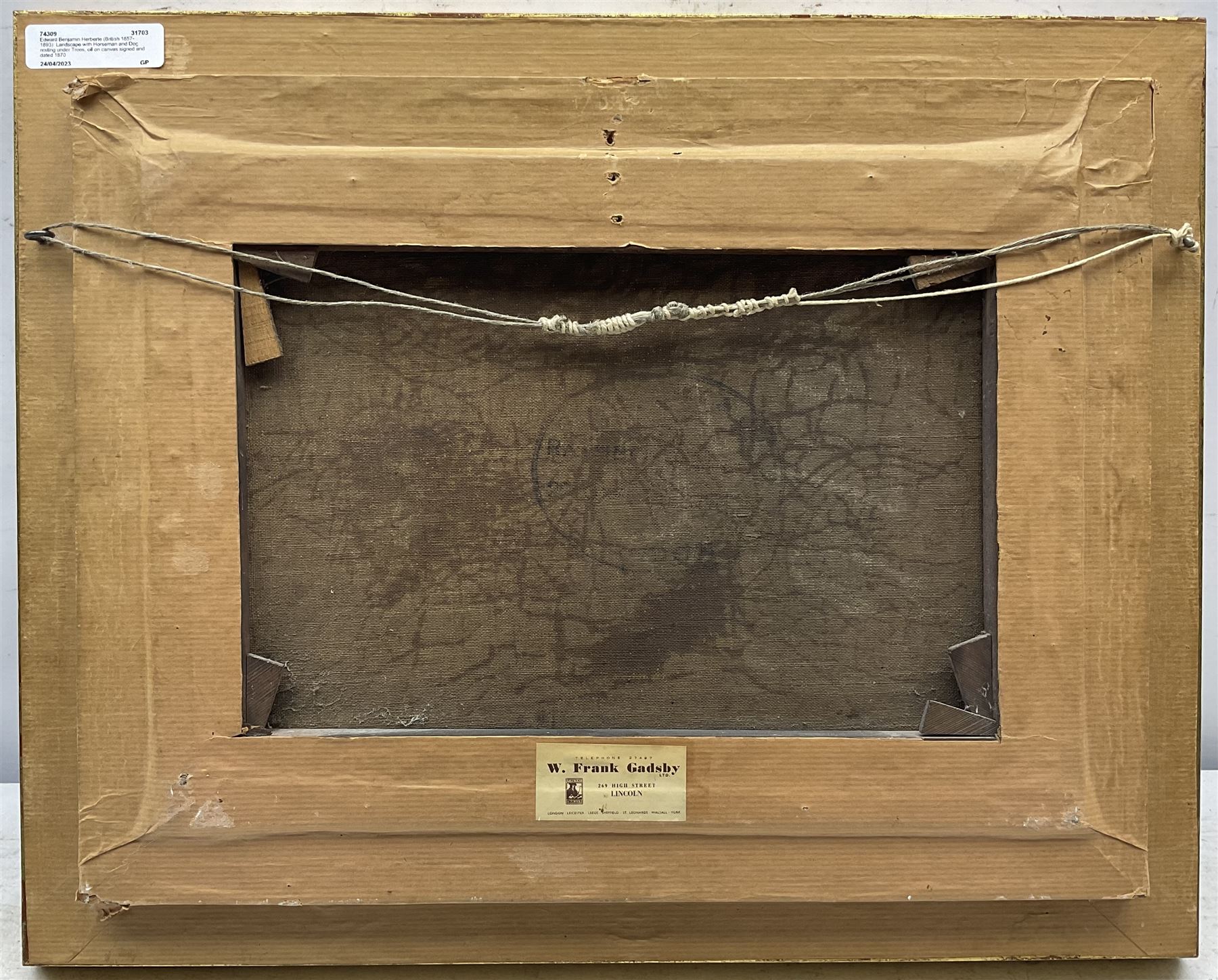 Edward Benjamin Herberte (British 1857-1893): Landscape with Horseman and Dog resting under Trees, oil on canvas signed and dated 1870, 24cm x 34cm