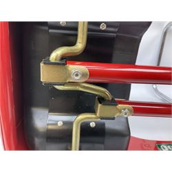 Red child's tin-plate pedal car with chrome detail, by Posh Paddles, Scarborough, H56cm, L80cm