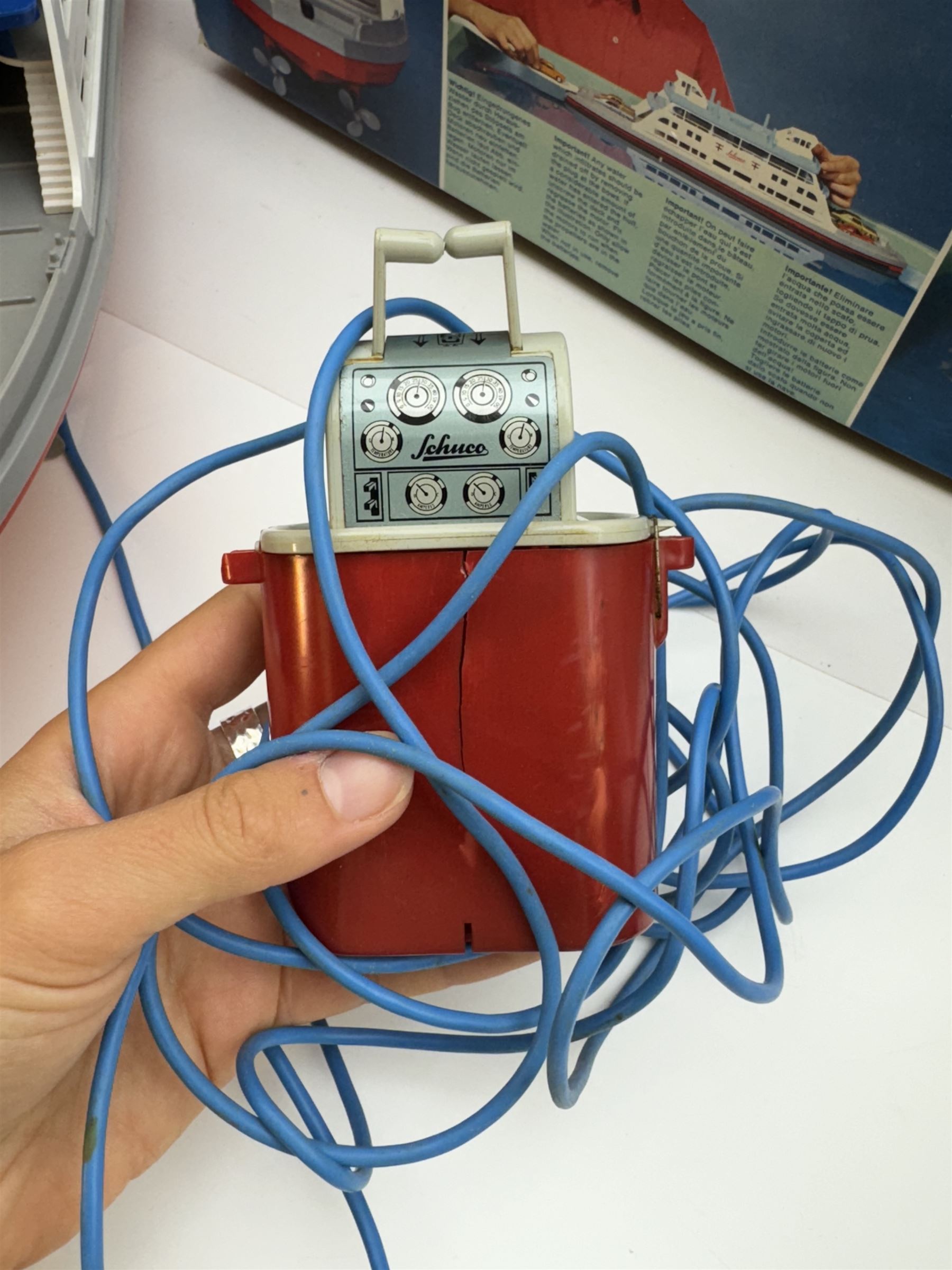 Schuco battery operated remote control model of a boat, Bondensee Fahre (Lake Constance Ferry) 'Fontainbleau', model no 763 380, boxed