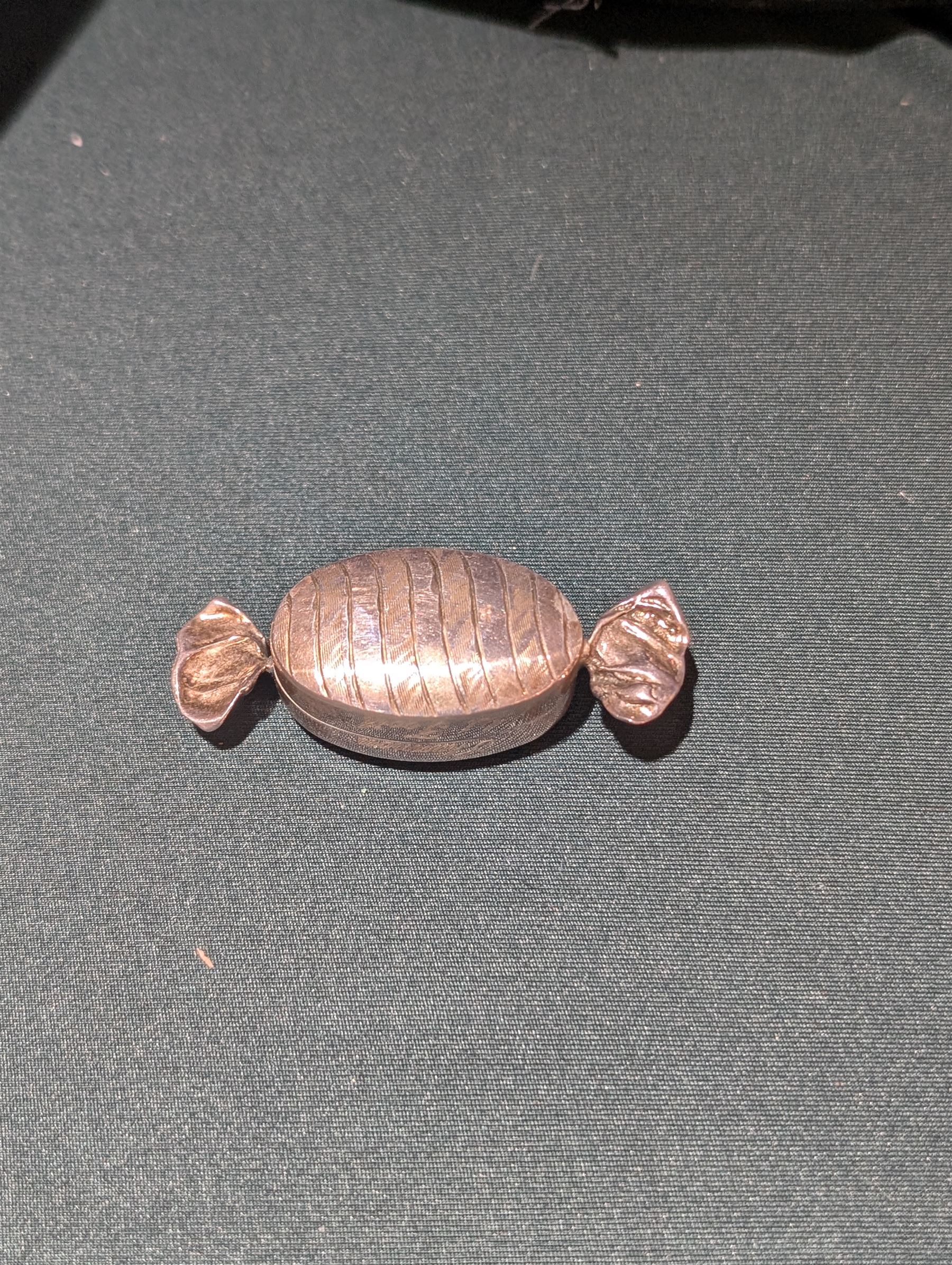 Silver trinket box, modelled as a sweet, hallmarked 