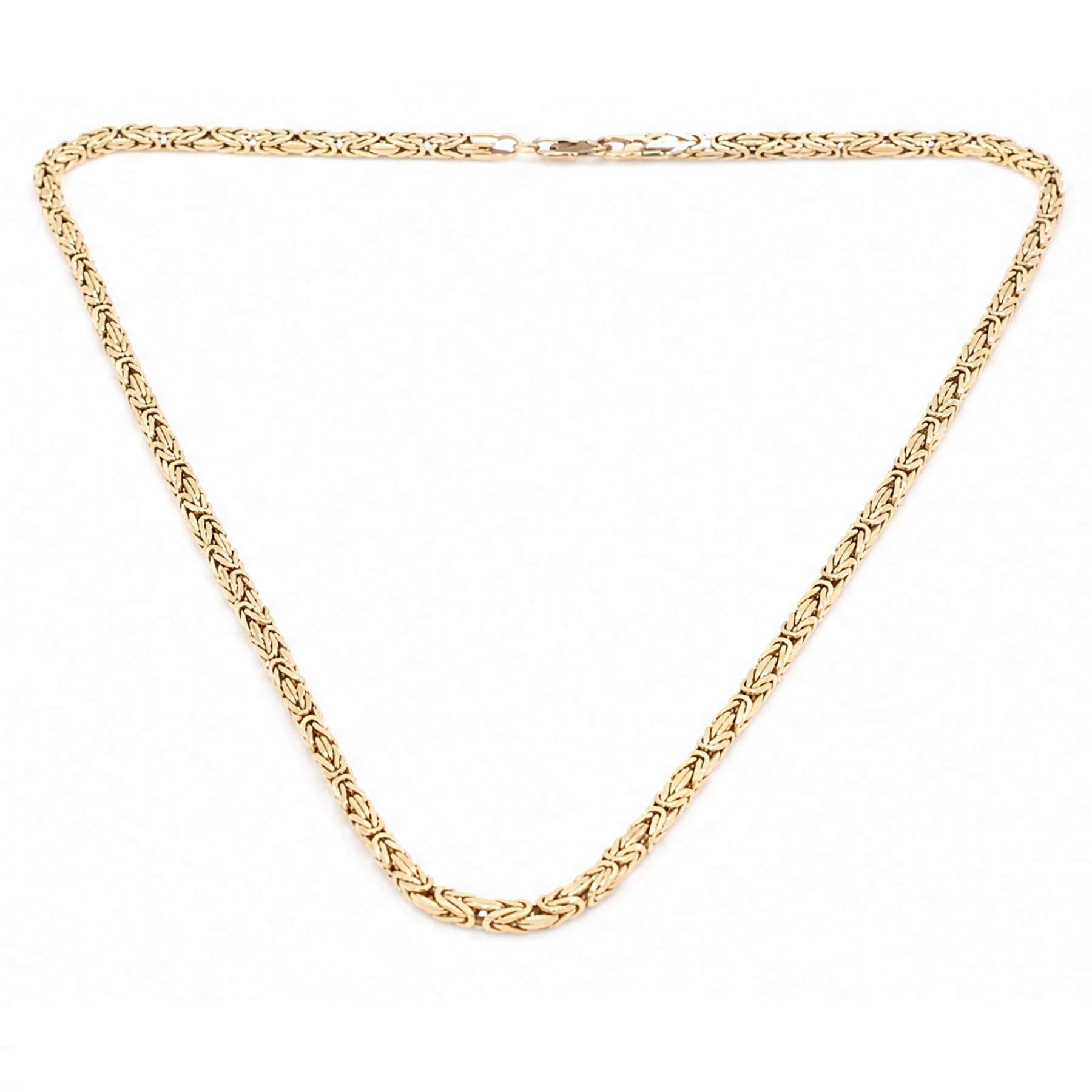 9ct gold Byzantine link chain necklace, hallmarked