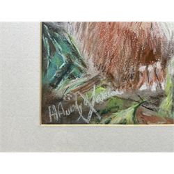 Mike Gunnell (British 20th Century): 'Hall Garth Park - Hornsea', pastel signed, titled verso 26cm x 37cm; English School (Contemporary): A Squirrel's Feast, pastel indistinctly signed 34cm x 25cm (2)