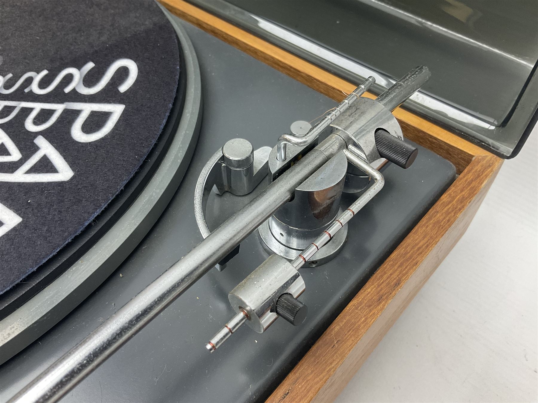 Goldring Lenco GL 75 Stereo Transcription turntable, in a teak case, H15cm, W54cm 