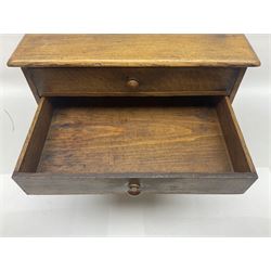 Oak tabletop chest with four drawers, H34cm, D30cm