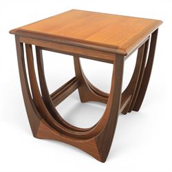 G-Plan - 'Astro' teak nest of three tables, square top with shaped supports