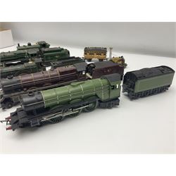 Hornby/Tri-ang '00' gauge - six locomotives - Class 9F 2-10-0 'Evening Star' No.92220; Class A3 4-6-2 (no name or number); Dean Single 4-2-2 'Lord of the Isles' No.3046; Princess Class 4-6-2 'The Princess Royal' No.46200; Class 57XX Pannier 0-6-0 tank No.8751; and Stephenson's Rocket with one passenger coach; all unboxed (6)