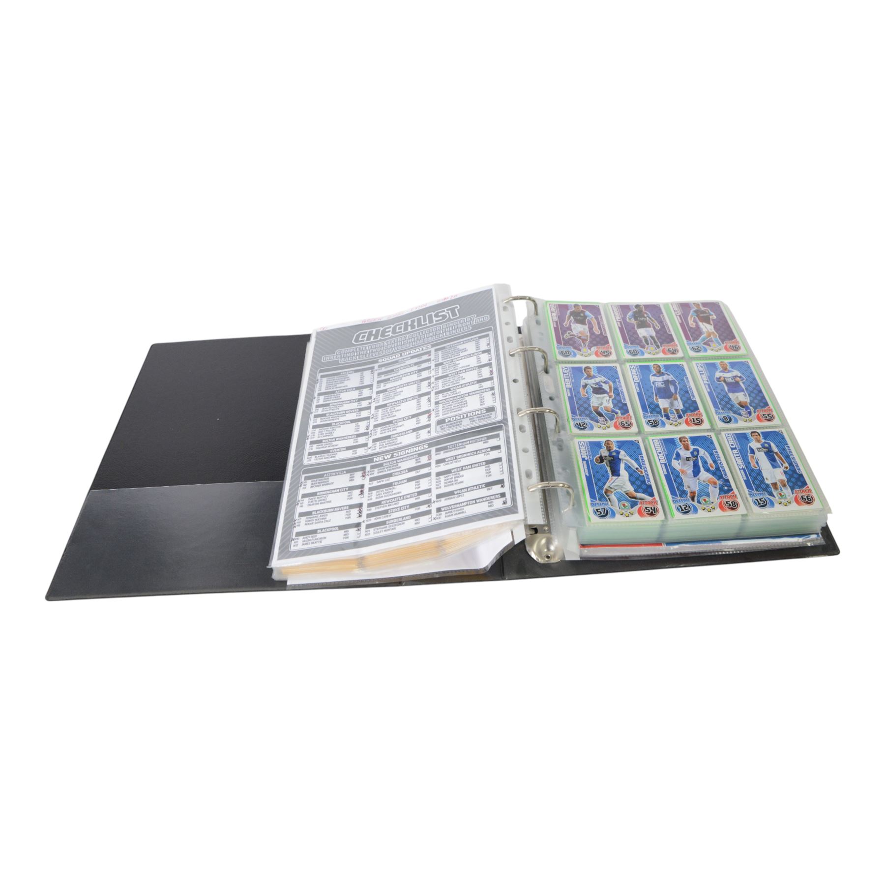 Large collection of Football trading cards, including full Manchester Untied Upper Deck set in official folder, large quantity of Topps Match Attax cards, including full sets, in official collectors binders, Panini Euro 2012 part set in folder, etc, all housed in folders